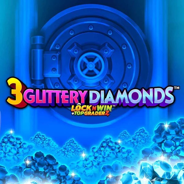 3 Glittery Diamonds slot logo by PearFiction Studios at Betalice Casino